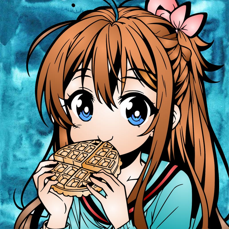 anime eating waffle