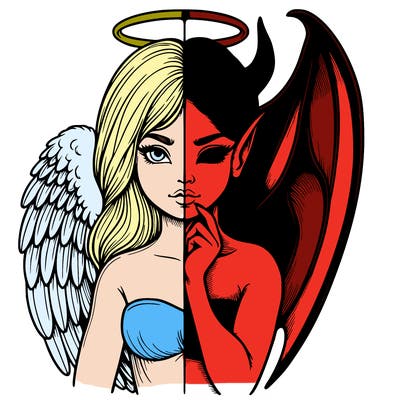 realistic angel half demon