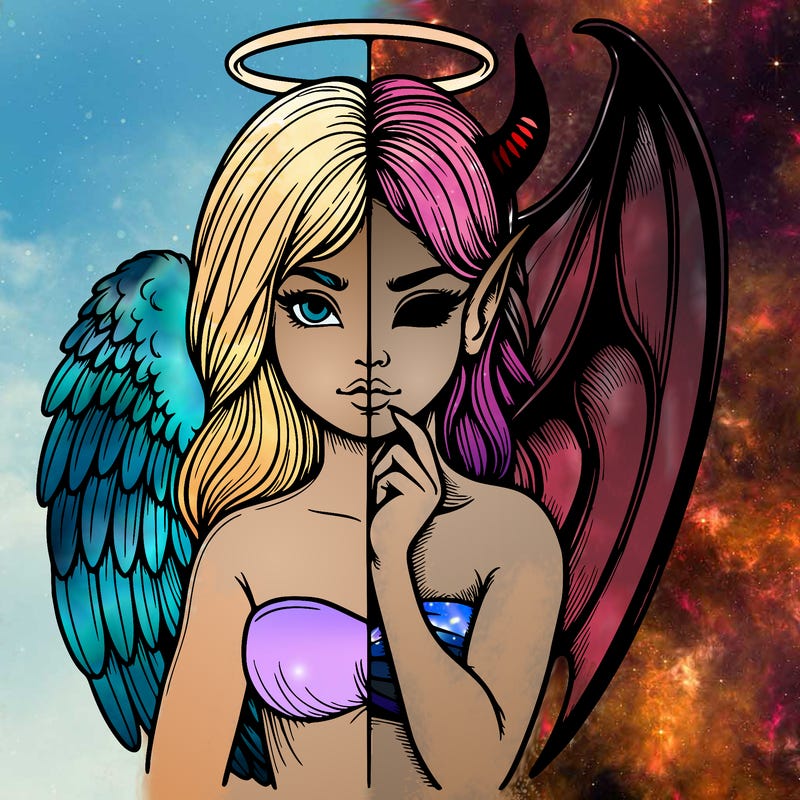 realistic angel half demon