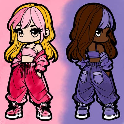 girl in crop top and baggy pants