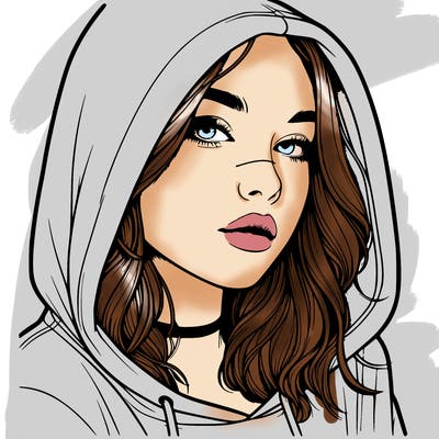 realistic girl with hood on