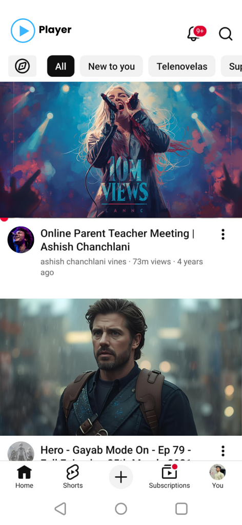 Interface of Tubidy FM app home screen with video thumbnails and navigation categories