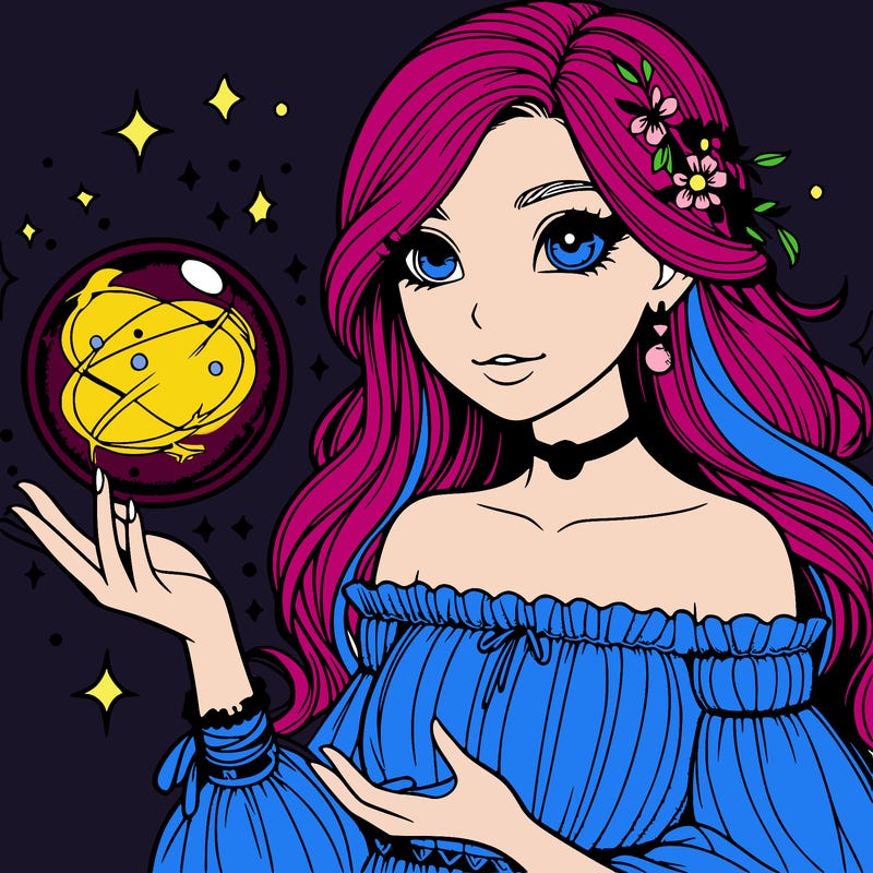 magical realistic girl holding a magic orb