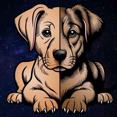 realistic dog split picture