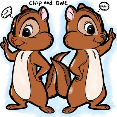 two tamias standing up split realistic