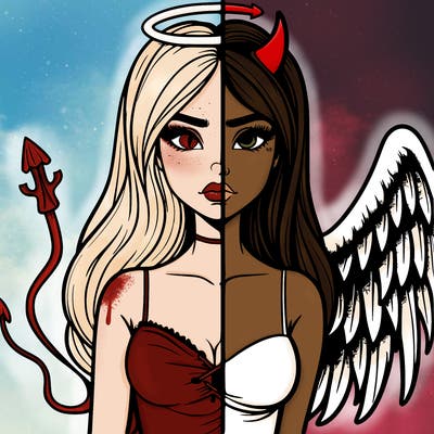 devil vs angel realistic girl
