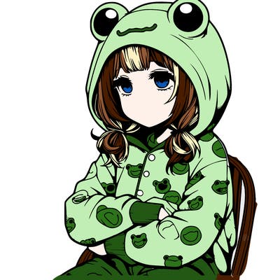 realistic girl wearing frog pjamas