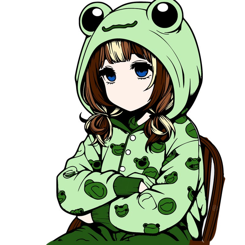realistic girl wearing frog pjamas
