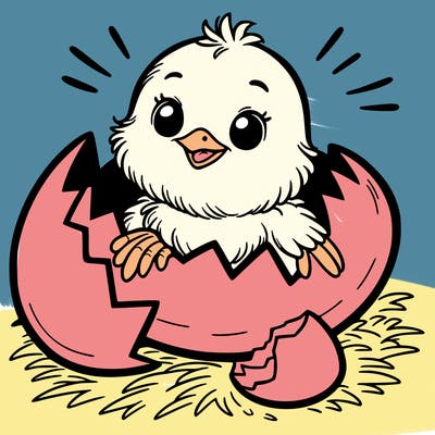 a chick hatching out of a egg