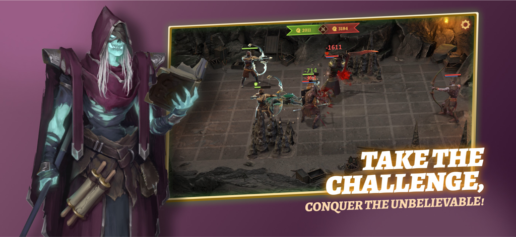 Battlesmiths: Medieval Life - Battlesmiths Medieval Lifeのグリッド上でのスケルトンメイジと戦術的な戦闘。