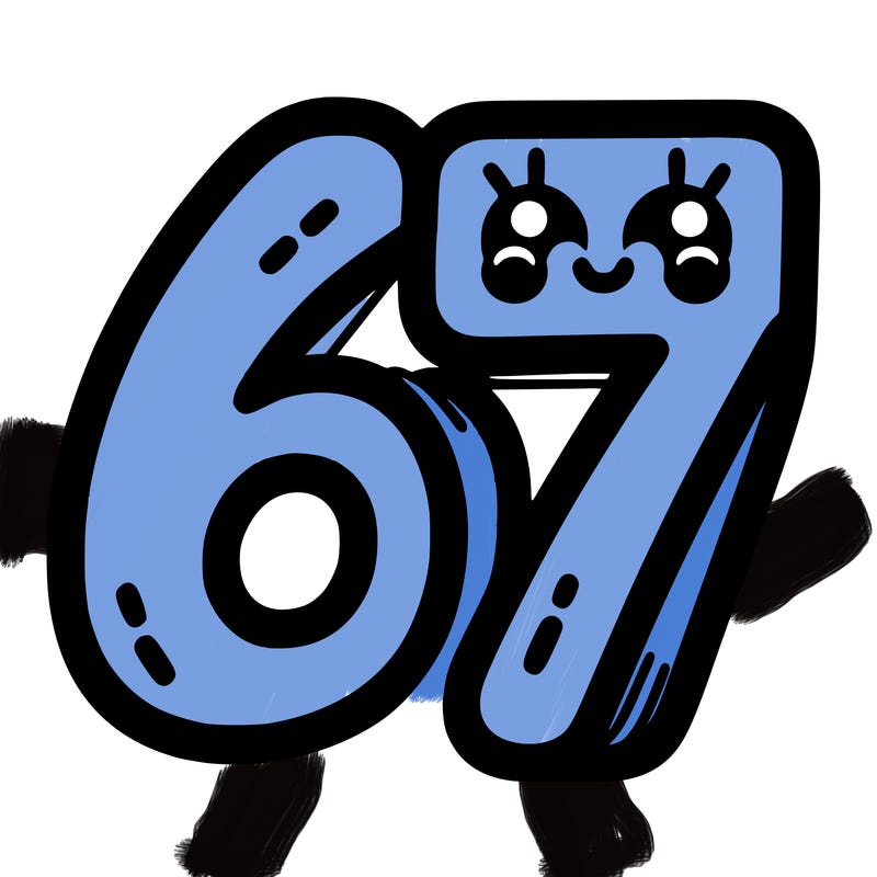 the numbers 67
