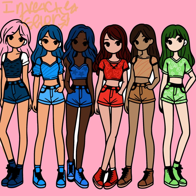 a group of girls wearing crop tops and shorts