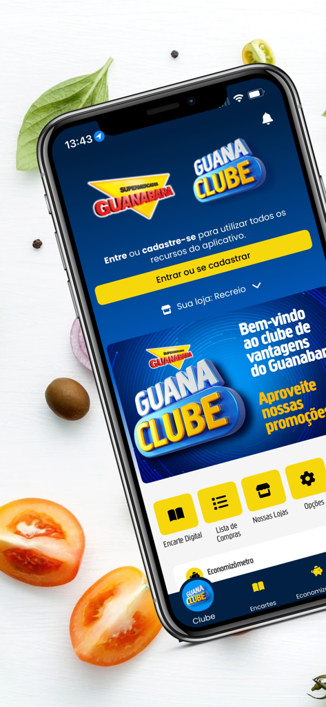 Startbildschirm der Guanaclube-Treue-App für Supermercados Guanabara, angezeigt auf einem Smartphone