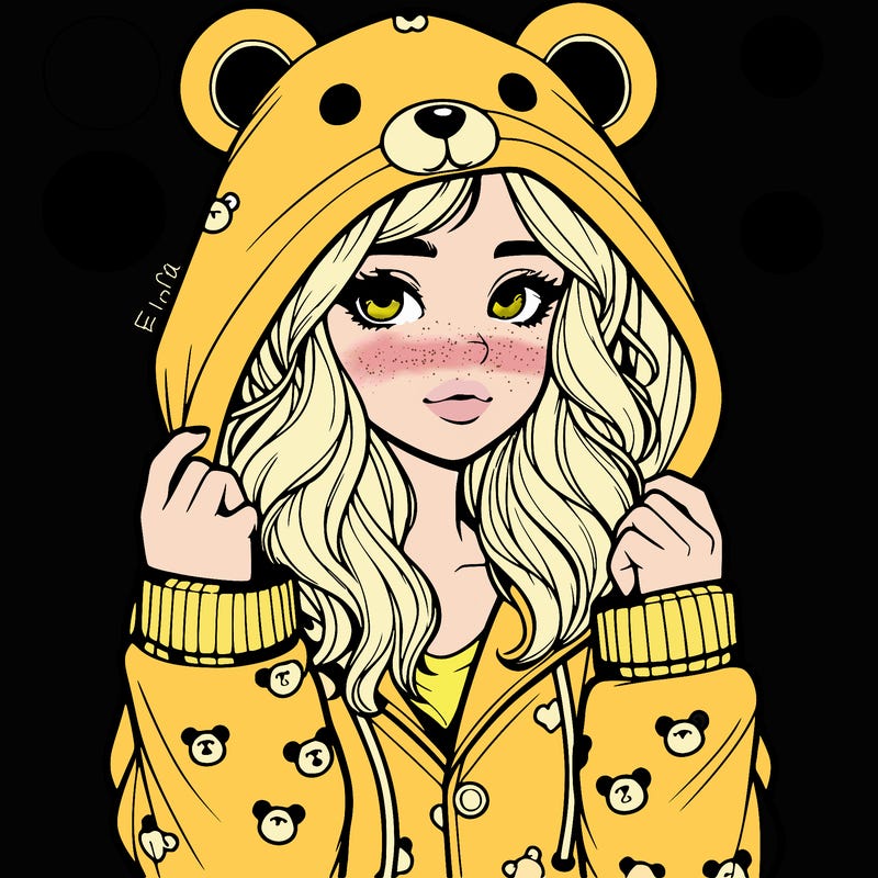 realistic girl in a animal pjs hoodie
