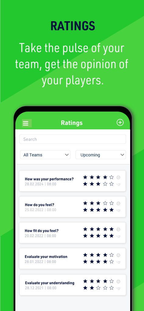 Coaching Zone - Coaching Zone app screen showing player feedback and performance ratings
