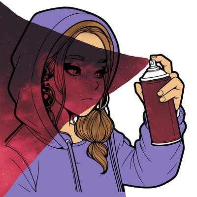 a realistic girl, spray painting