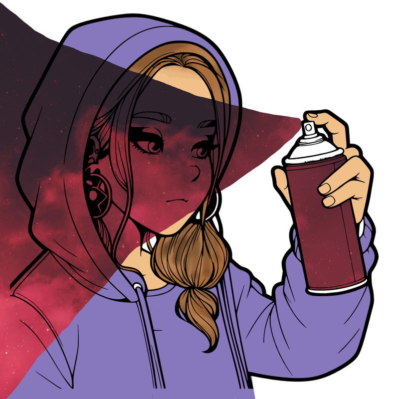 a realistic girl, spray painting