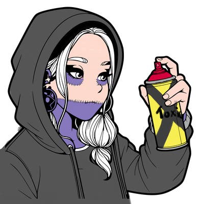 a realistic girl, spray painting