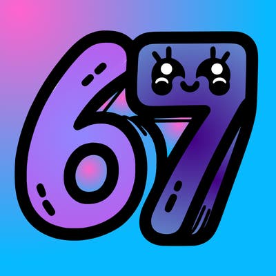 the numbers 67