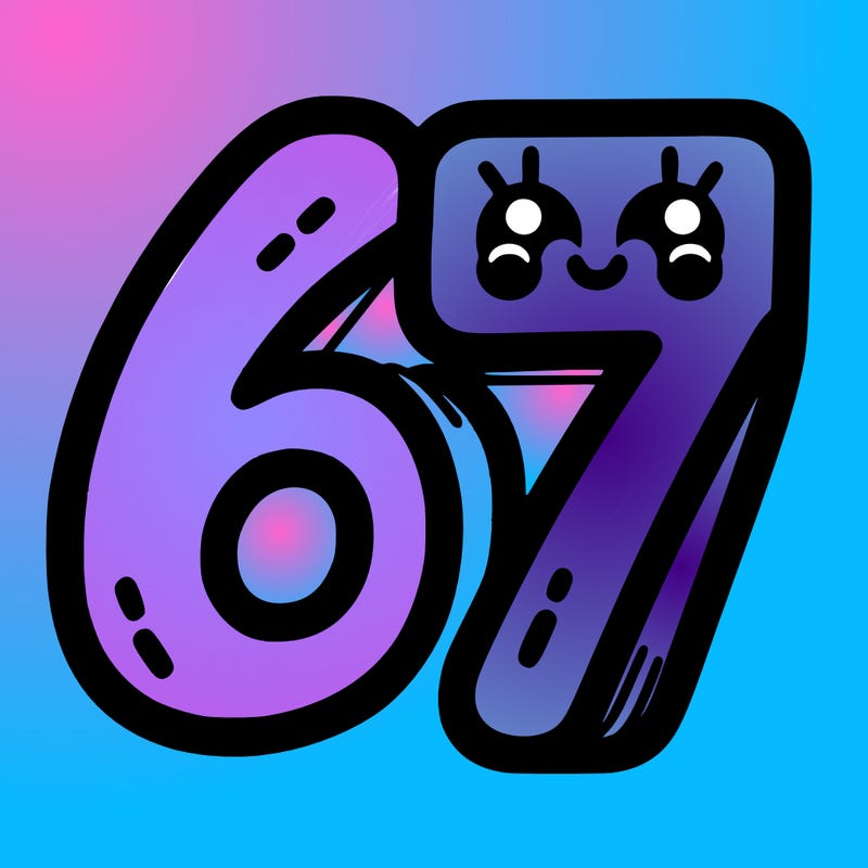 the numbers 67