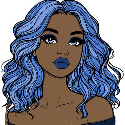 realistic girl with wavy hair and lips