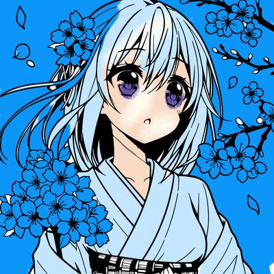 anime girl with cherry blossoms