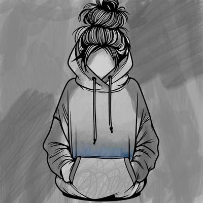 girl with messy bun and an oversized hoodie