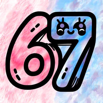 the numbers 67