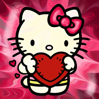 hello kitty holding a heart