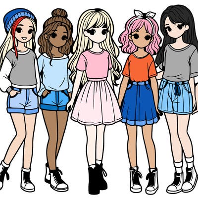 a group of five girls