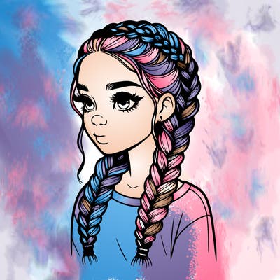 realistic girl with braids
