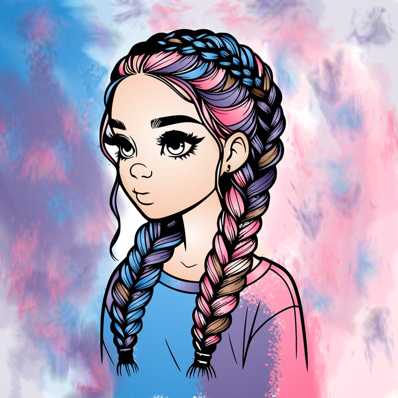 realistic girl with braids