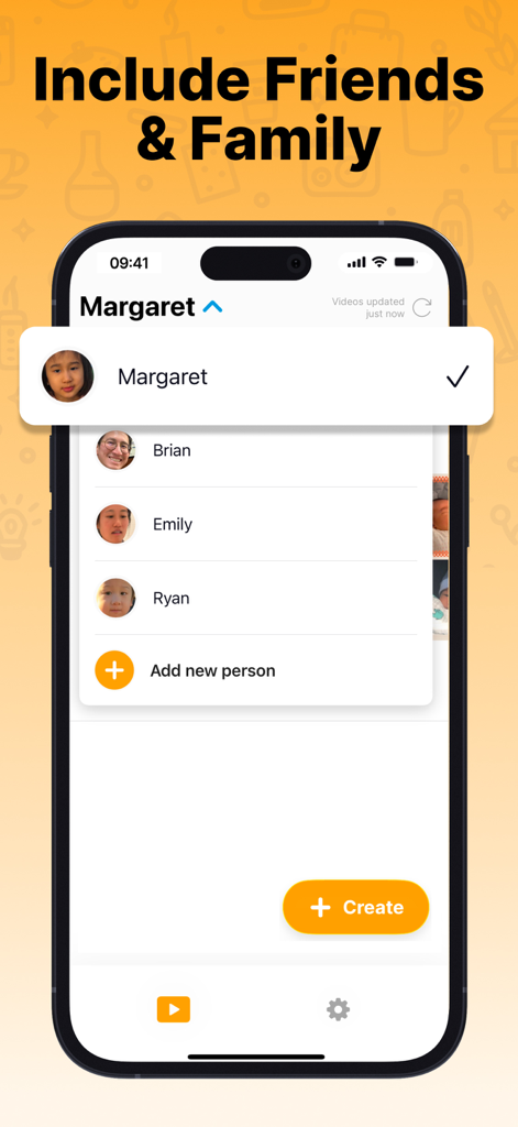 Recap - Photo Timelapse - Recap app interface showing multiple user profiles for tracking growth of different friends and family members