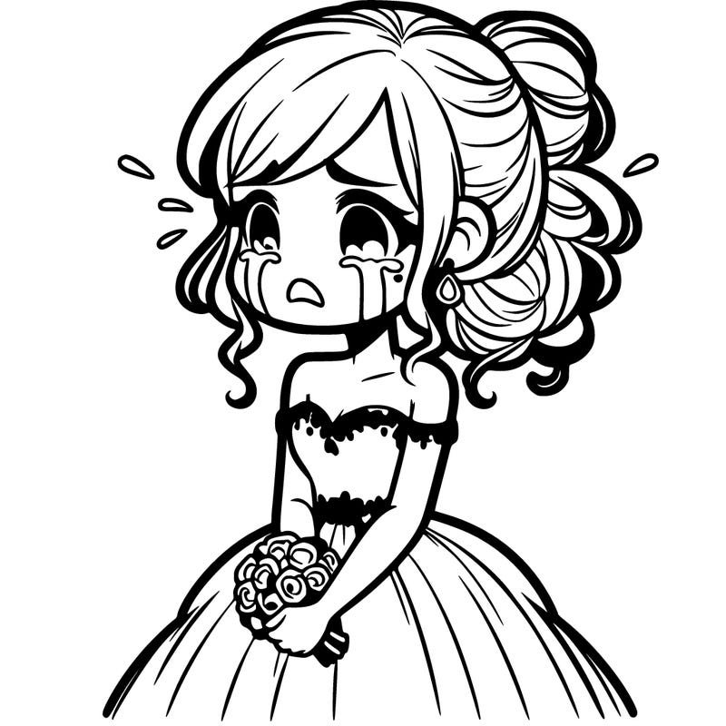 a girl crying in her prom dress
