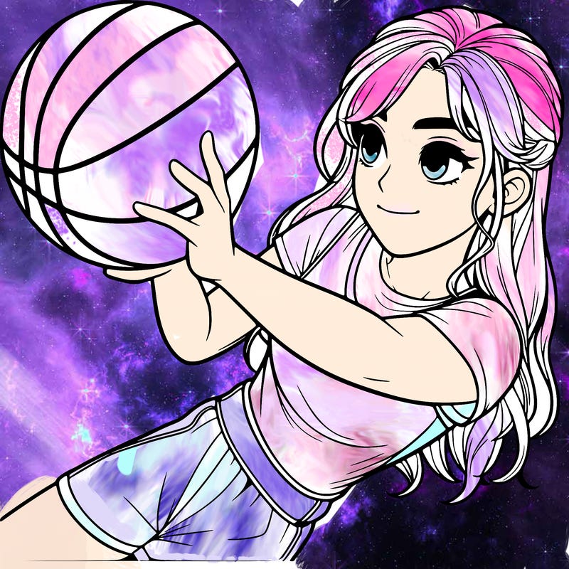realistic girl playing basketball
