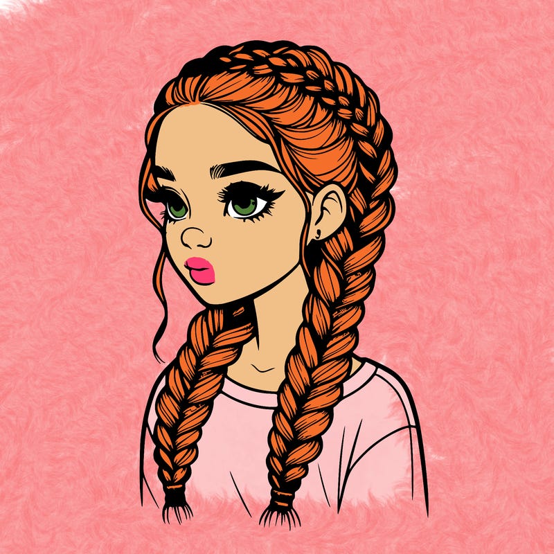 realistic girl with braids