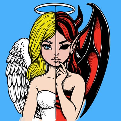 realistic angel half demon