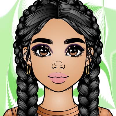 realistic girl with braids