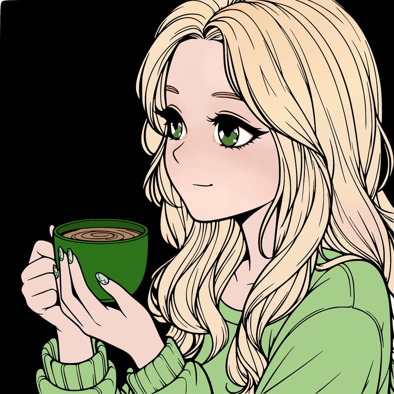 realistic girl drinking coffee