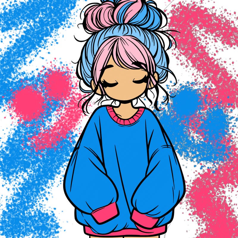 girl with baggy sweatshirt and messy bun