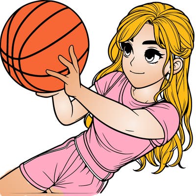 realistic girl playing basketball