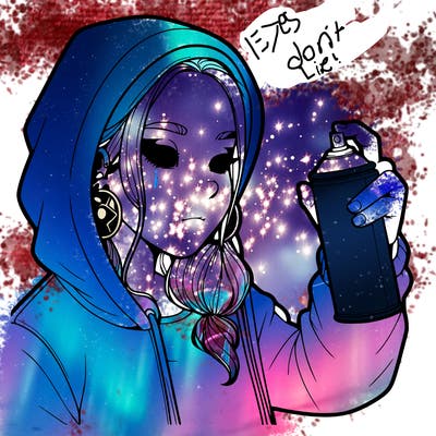 a realistic girl, spray painting