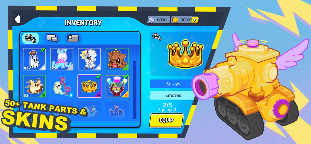 Panzerdogs - Panzerdogs game inventory showing custom tank skins and parts