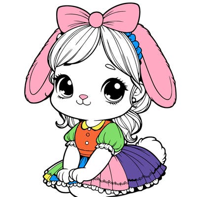 cute easter bunny girl realistic