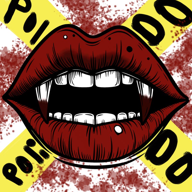 lips with vampire teeth