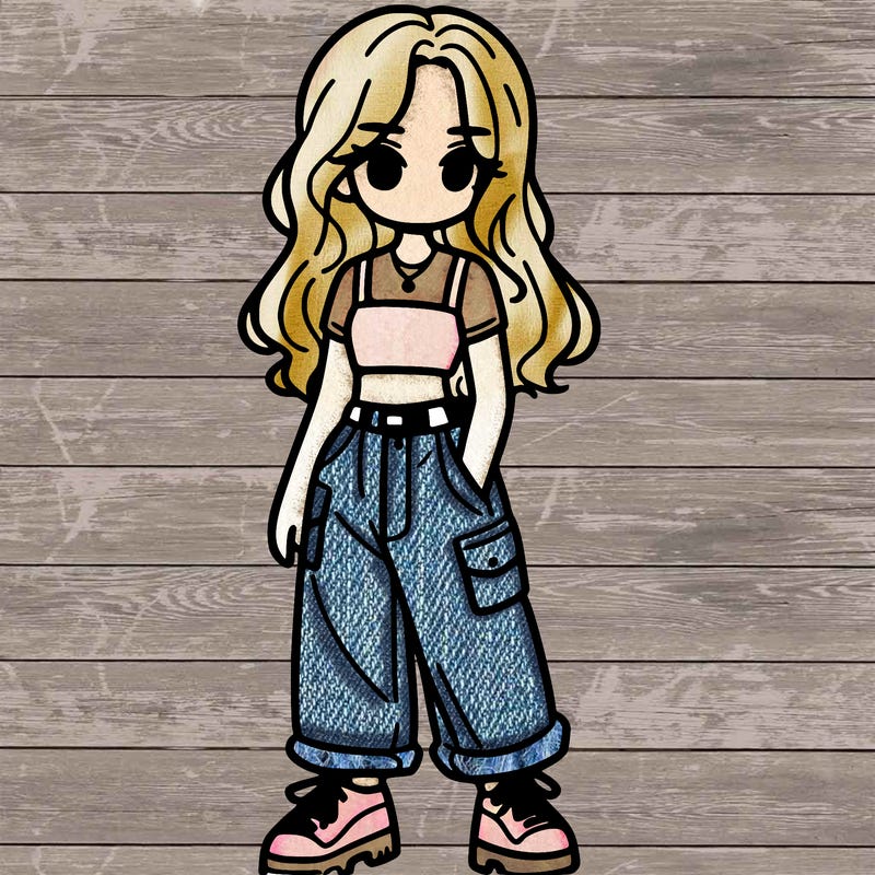 girl in crop top and baggy pants
