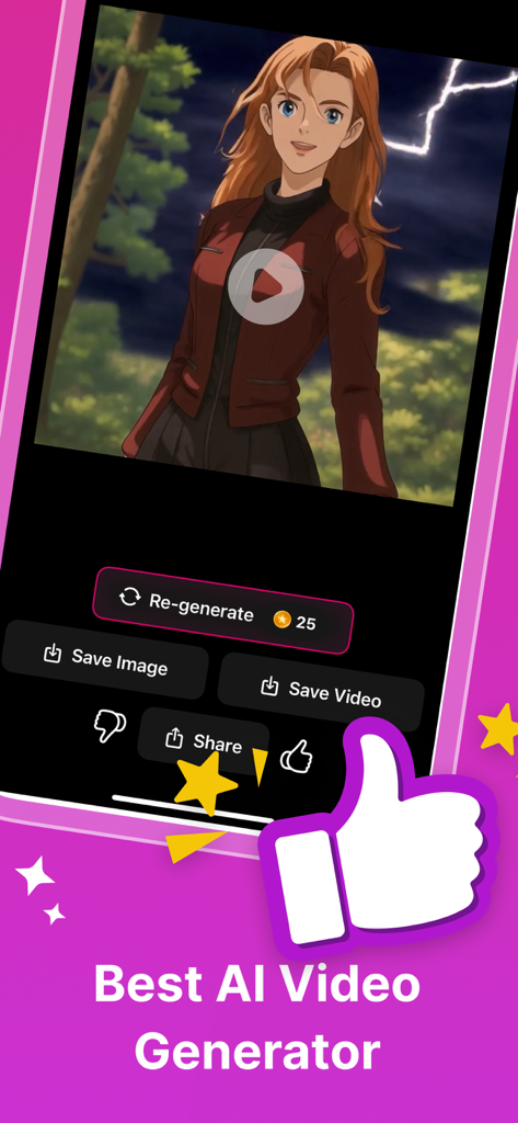 AI Video Edit Maker - Touchify - Anime character preview in the Touchify AI video generator app interface