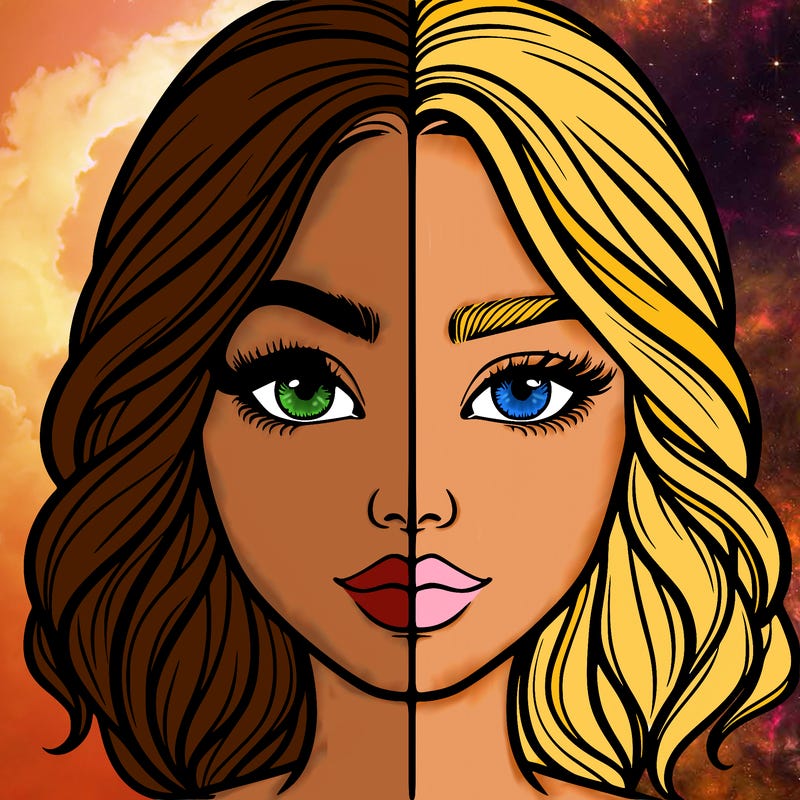 realistic girl split half