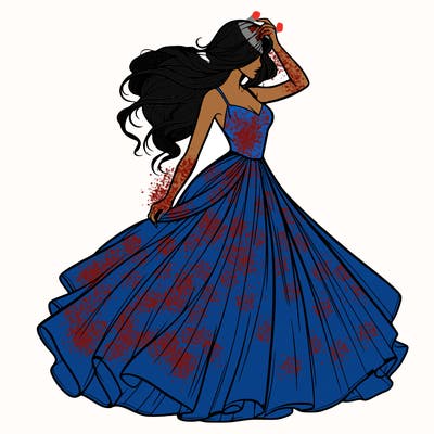 realistic woman with dress flowing in the wind