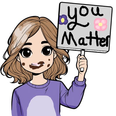 realistic girl holding up a sign